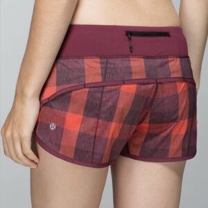 Lululemon Speed Up Shorts Checkered Plaid Red/Purple‎ sz4